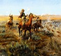 smoking cattle out of the breaks 1912 Charles Marion Russell